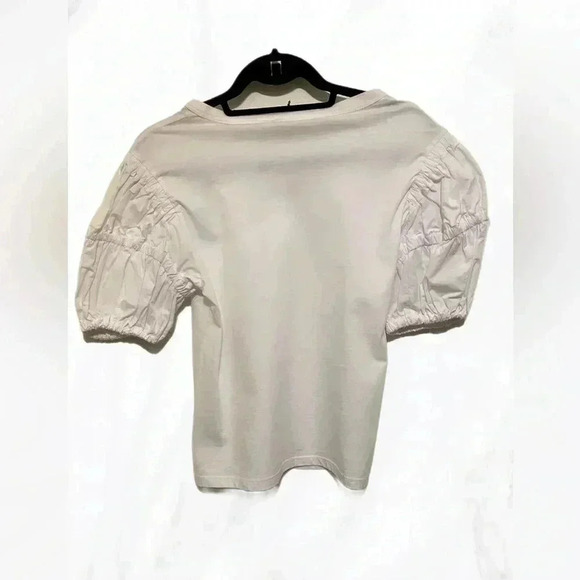 NWT A.L.C wells white cotton short puff crew  neck sleeve tee shirt XS - Picture 3 of 5